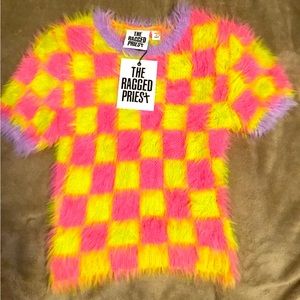 NWT The Ragged Priest Checkerboard Fuzzy Tee